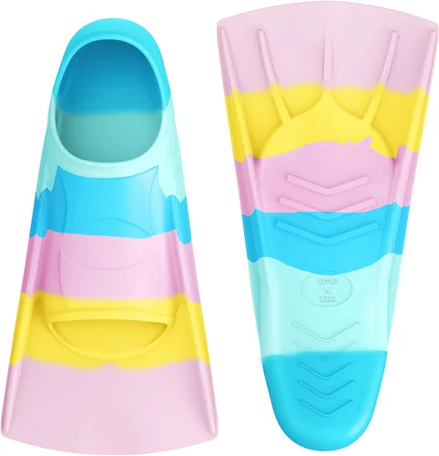 Vista 11 de Gintenco Aletas de Natación, Aletas de Natación para Niños para Natación de Vueltas, Aletas de Tamaño de Viaje con Bolsa de Malla, Aletas