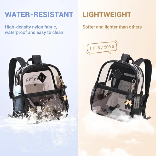 Vista 8 de MUSEVOS Mochila transparente para eventos de estadio aprobada 12x6x12, bolsa mini transparente de TPU gruesa con bolsillo frontal para conciertos