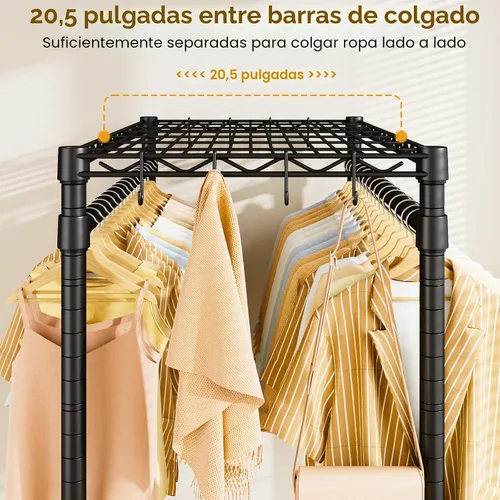 Vista 4 de P4 Plus Perchero Rodante de Ropa Resistente, Percheros de Ropa para Colgar Ropa, Percheros de Vestir Independientes con Ruedas, Perchero de Armario