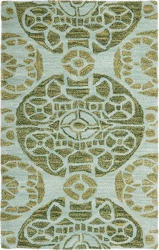 Vista 12 de SAFAVIEH Wyndham Collection - Alfombra decorativa de 2 x 3 pies, beige y azul, hecha a mano, lana moderna, ideal para zonas de alto tráfico