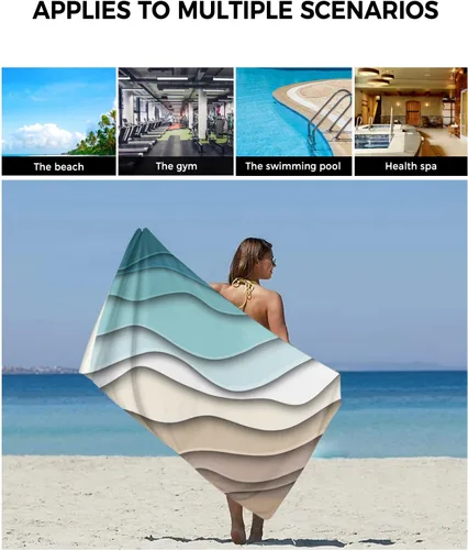 Vista 6 de Juego de toallas de baño de 3 piezas, color crema degradada, moderna, geométrica, marrón, estética, suave y absorbente, para baño, hotel