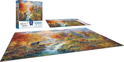 Vista 4 de RoseArt - Abraham Hunter - Otoño en Rainbow Falls - Rompecabezas de 1000 piezas para adultos