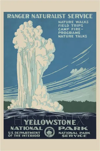 Vista 8 de HISTORIX Póster vintage de viaje del Parque Nacional Yellowstone de 1938, 8 x 10 pulgadas, arte de pared que muestra el viejo géiser fiel