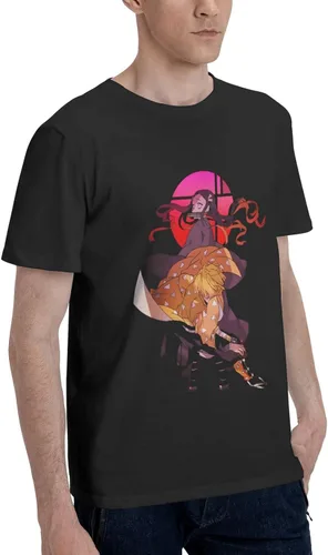 Vista 2 de HOMRAA Camiseta de algodón para hombre, manga corta, color negro
