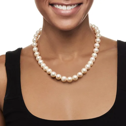 Vista 3 de Ross-Simons 11-12mm Cultured Pearl Necklace With 14kt Yellow Gold