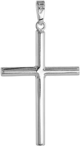 Vista 3 de Colgante de cruz grande de plata de ley para hombres y mujeres, tubular de alto pulido, 1 34-4.0 pulgadas de largo