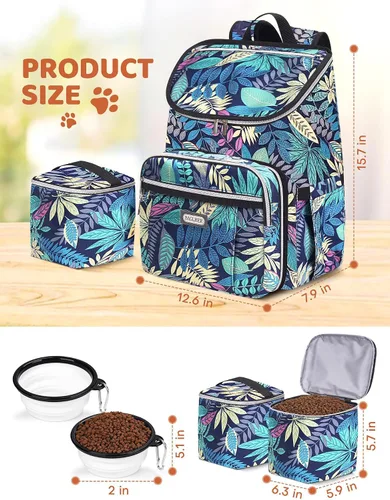 Vista 5 de BAGLHER Mochila de viaje para perros – Mochila de viaje desmontable para mascotas, bolsa para perros para viajar con 2 cuencos plegables de silicona