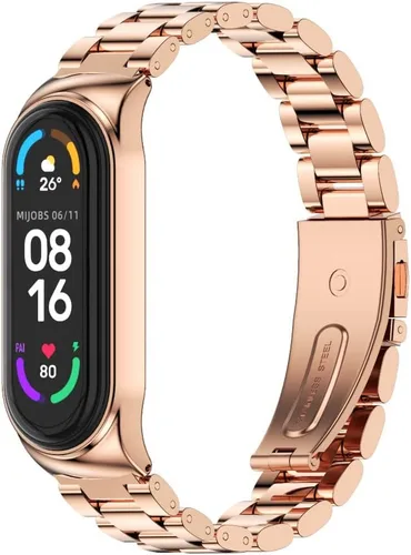 Vista 11 de Mi Band 6 Mi Band 5 Correa para Xiaomi Mi Band 4 3, Correa de reloj de acero inoxidable Pulsera de repuesto de metal para Mi Smart Band 6