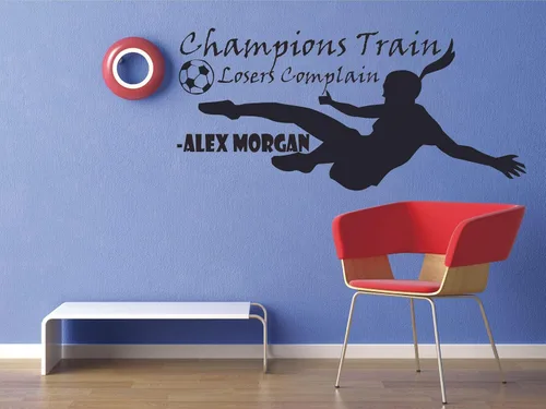 Vista 5 de Champions Train Losers Quain - Adhesivo decorativo de pared con frases de motivación deportiva de Alex Morgan para decoración de pared, inspiración