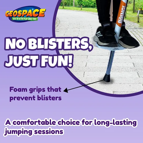 Vista 2 de Geospace Pogo Stick de Air Kicks para jinetes de 90 a 160 libras (azul)