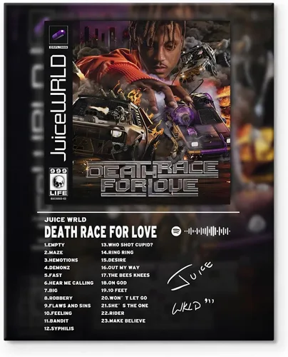 Vista 12 de Juice Wrld - Arte de Lienzo para Pared, Impresión de Póster de Portada de Álbum de Música, Póster de Rapero Cantante Arte Enmarcado, Arte de Lienzo
