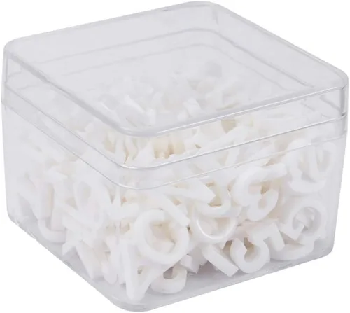 Vista 12 de Exceart 200 adornos de resina con parte trasera plana del alfabeto con caja de almacenamiento de plástico para manualidades, álbumes de recortes