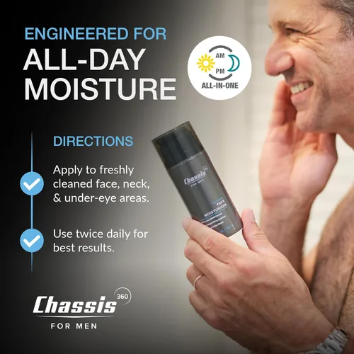 Vista 7 de Chassis 360 - Hidratante facial todo en uno, hidratante facial para hombres con vitamina, niacinamida C y ácido hialurónico, libre de ftalatos