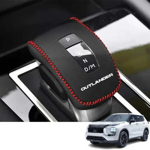 Vista 9 de Accesorios de interior personalizados para Mitsubishi Outlander 2022 2023 2024 Cubierta protectora de palanca de cambios de coche de cuero