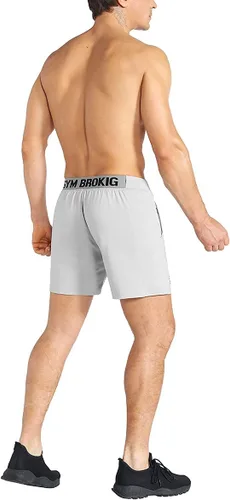 Vista 4 de BROKIG Pantalones cortos de gimnasio ligeros para hombre, pantalones cortos de entrenamiento atlético para hombre con bolsillos para culturismo