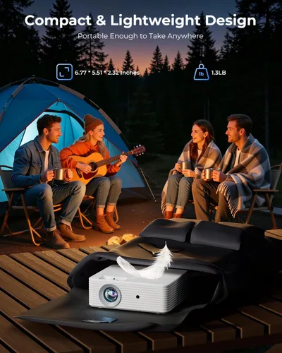Vista 5 de Mini Projector for iPhone, ELEPHAS Portable Projector for Bedroom Built-in Speaker, 1080P Support, Small Pocket Movie Proyector Compatible with