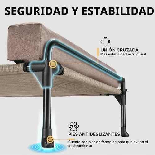 Vista 3 de Veehoo Cama Elevada para Perros - Cama Cot Refrescante para Exteriores para Perros de Tamaño Mediano con Cerca de Tres Lados, Cuna Elevada