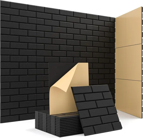 Vista 12 de Paneles acústicos para paredes, Panel de absorción de sonido con patrón de ladrillo, adhesivo para pegar y quitar, para techo, puerta, pared
