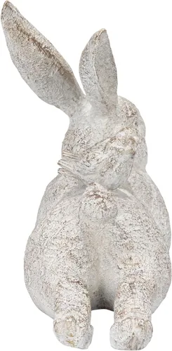 Vista 3 de Creative Co-Op Figura decorativa de conejo con pájaros, color blanco envejecido