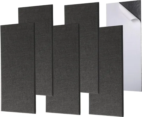 Vista 8 de Paquete de 6 paneles de pared insonorizados engrosados, paneles acústicos de borde biselado de alta densidad de 15.75" X 31.5" X 0.47", paneles