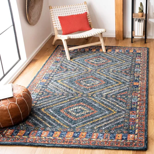 Vista 8 de SAFAVIEH Aspen Collection - Alfombra decorativa de 2 x 3 pies, color óxido y verde, lana bohemia hecha a mano, ideal para zonas de alto tráfico