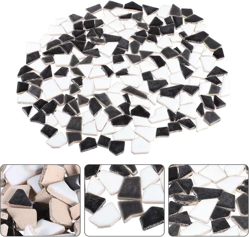 Vista 9 de HOMSFOU Azulejos de cerámica adhesivos azulejos de porcelana rotos irregulares Azulejos diminutos Piezas de vidrio de cristal para manualidades DIY