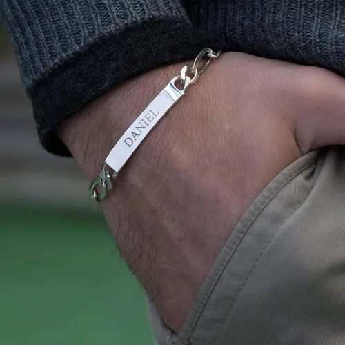 Vista 6 de MyNameNecklace Pulsera de identificación Amigo personalizada con inscripciones personalizadas, regalo de joyería para hombres, él, nombres