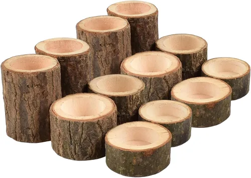 Vista 4 de Yikko Portavelas de vela de té, soporte votivo de madera personalizado para centros de mesa de boda, Halloween, fiesta de Navidad, día de San