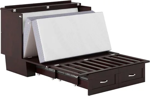 Vista 15 de AFI, Monroe - Cofre de cama matrimonial Murphy con colchón y cajón de 6 pulgadas, color espresso
