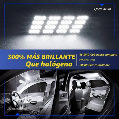 Vista 5 de AUXLIGHT Accesorios de luces LED para interior de automóvil con adaptadores de festoon 194 168 T10 / BA9S / DE3175 6418 211-2 578 Festoon