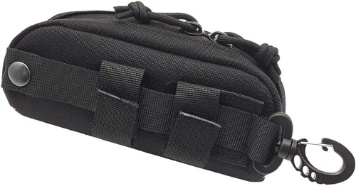 Vista 2 de NewSilkRoad - Funda rígida para gafas tácticas, con cremallera, 1000 D, nailon con clip