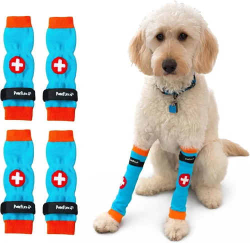 Vista 5 de PawFlex Comfy Paws - Leggings protectores antideslizantes de algodón para perros Funda médica para mascotas para patas de perros con agarre
