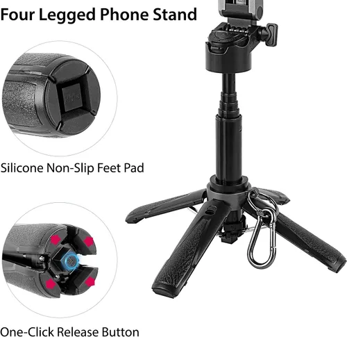 Vista 5 de WOVTE Palo selfie magnético 4 en 1, trípode MagSafe de bolsillo portátil para iPhone con control remoto desmontable, rotación de 360° para iPhone
