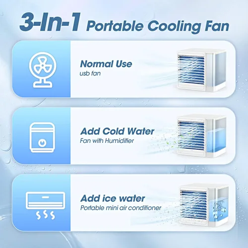 Vista 2 de OCROUKI Aire acondicionado portátiles mini enfriador de aire de escritorio con tanque de agua de 271fl oz alimentación por USB aire acondicionado