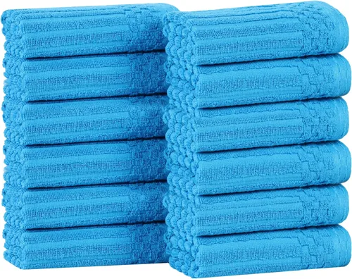 Vista 112 de Superior Juego de 6 toallas de algodón sólido y acanalado, toallas de cara de 13 x 13 pulgadas, toallas de mano de 16 x 28 pulgadas, toallas de baño