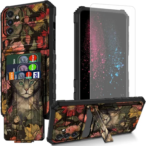 Vista 30 de Funda para teléfono Samsung Galaxy A54 con protector de pantalla, funda con ranura para tarjetas desmontable incorporada, con función atril, a