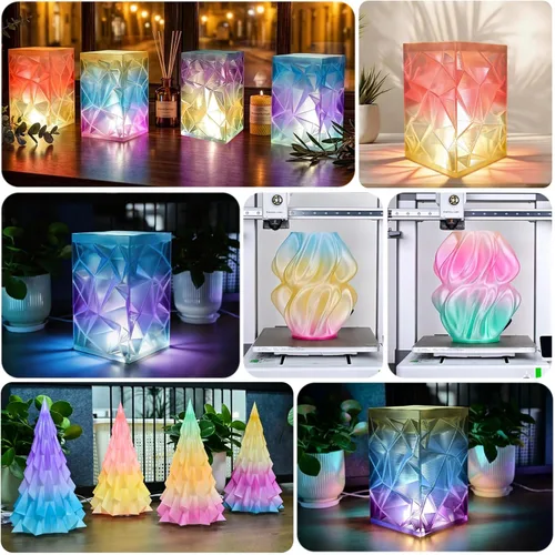 Vista 7 de OVV3D - Filamento PLA para impresora 3D de 8.82 oz x 4 bobinas, PLA Transparente Pla Multicolor