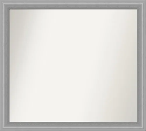 Vista 378 de Amanti Art Espejo de baño plateado para sobre el fregadero, 24 x 24 pulgadas, espejo cuadrado de peltre forjado a medida, marco de madera casual