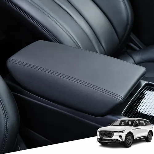 Vista 54 de Great-luck Funda de cuero para consola central, almohadilla para reposabrazos, accesorios de cubierta de caja (costuras rojas) para BMW X1 2023 2024