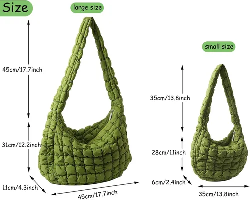 Vista 5 de Bolsa acolchada para mujer, bolsa de hombro acolchada, bolso grande tipo hobo ligero, de nailon acolchado