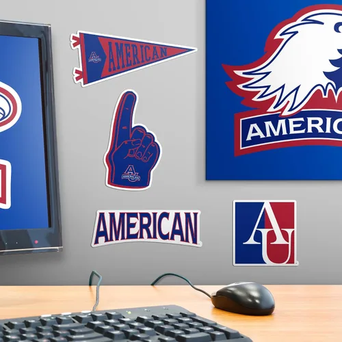 Vista 6 de American University Paquete Variado de 10 Calcomanías Grandes de Vinilo de Lujo - Laptop, Botella de Agua, Scrapbooking, Tableta, Monopatín