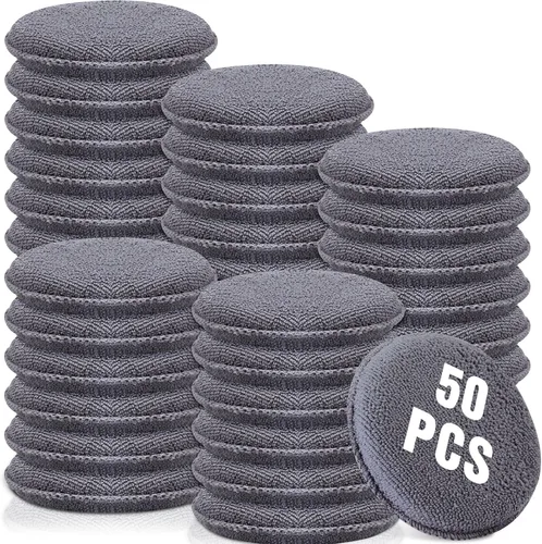 Vista 11 de Tanlade 50 almohadillas de microfibra para detalles de automóvil, aplicador de cera, almohadillas de microfibra de lavado, 5 pulgadas de diámetro