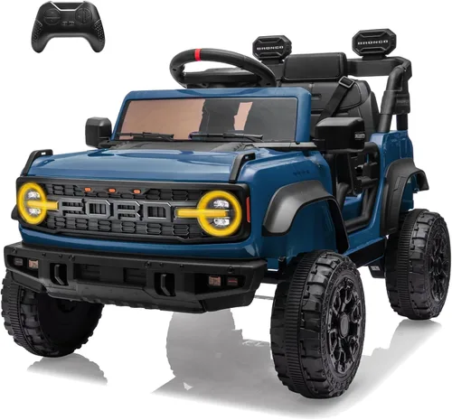 Vista 9 de YOFE Juguete de batería de 12V para niños, Ford Bronco Raptor Coche eléctrico para niños con control remoto para padres, camioneta con batería