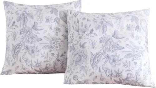 Vista 37 de ECOCOTT Juego de 2 fundas de almohada florales de tamaño estándar, 100% algodón lavado con cierre de sobre, fundas de almohada estampadas de flores