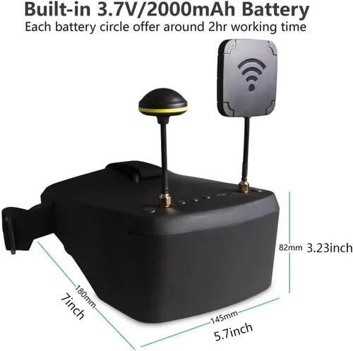 Vista 4 de EV800D FPV Gafas con DVR 5.8G 40CH 5 pulgadas 800x480 Antena integrada para cámara analógica FPV y transmisor FPV Drone RC Car