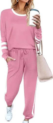 Vista 149 de Aloodor conjunto deportivo de 2 piezas para mujer, con sudadera con cuello redondo, sin botones