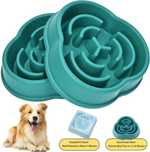 Vista 2 de Cuenco para perro de alimentación lenta, alimentador interactivo para rompecabezas de laberinto, plato antideslizante antiasfixia para perros