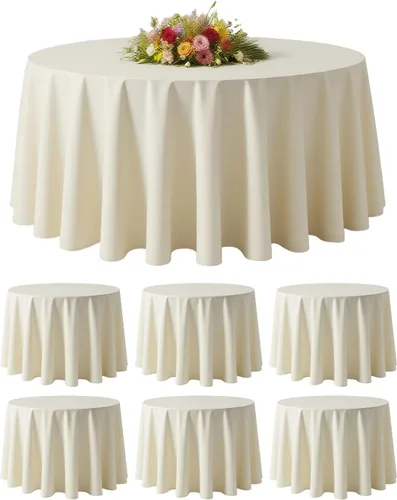 Vista 9 de BESTVIP Manteles redondos de poliéster de 60 pulgadas Se adapta a mesas de 20 a 48 pulgadas Funda decorativa lavable de tela para restaurantes