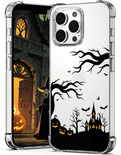 Vista 15 de Funda transparente para iPhone 17 Pro Max, diseño de calabaza negra Funda protectora suave para iPhone 17 Pro Max Halloween Pumpkin