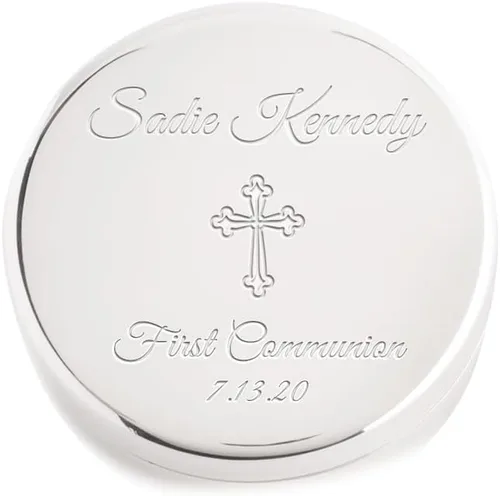Vista 11 de Cherished Moments - Joyero redondo personalizado con alas de ángel Ángel plateado